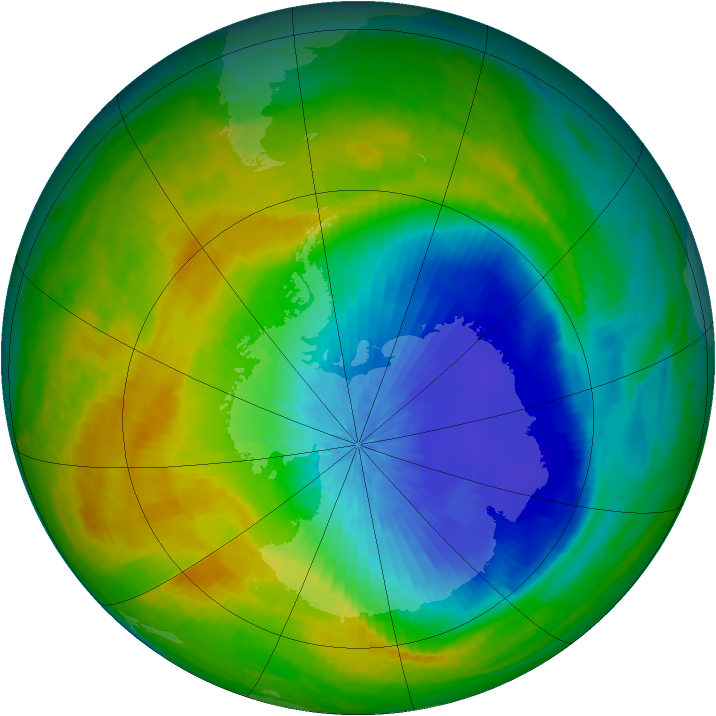 Antarctic ozone map for 21 October 2004